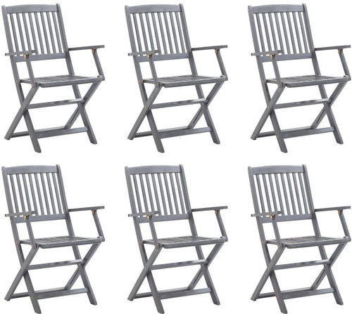 Folding garden chairs 6 pcs solid acacia wood 3065519 - Garden Chair - Main image