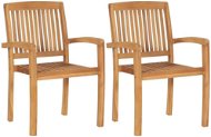 Stackable Garden Dining Chairs 2 pcs Solid Teak Wood 49387 - Garden Chair
