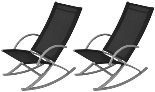 Garden rocking chairs steel and textile black 42163 - Garden Armchair - Main image