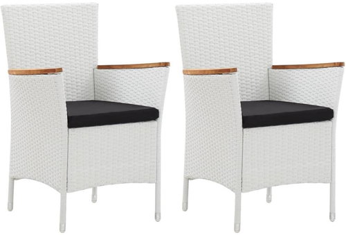 Garden chairs 2 pcs white polyratan 45983 - Garden Armchair - Main image
