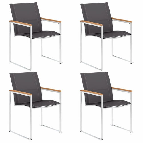 Garden chairs 4 pcs of textiles and stainless steel gray 46516 - Garden Armchair - Main image