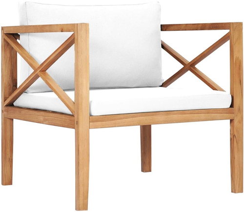 Garden armchair with cream cushions solid teak wood 49369 - Garden Armchair - Main image