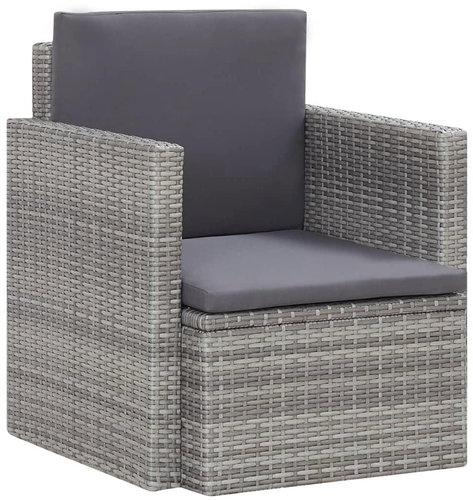Garden armchair with polyratan gray cushions 45781 - Garden Armchair - Main image