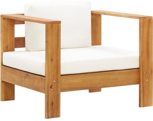Garden Chair with Creamy Solid Acacia Wood 47272 - Garden Armchair - Main image