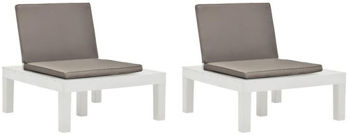 Garden Armchairs with Cushions 2 pcs Plastic White 3054424 - Garden Armchair - Main image