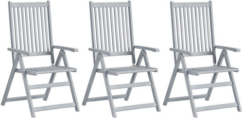 Garden reclining chair 3 pcs gray solid acacia wood 310618 - Garden Chair - Main image