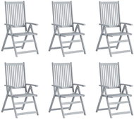 Garden Reclining Chair 6 pcs Grey Solid Acacia Wood 3065518 - Garden Chair