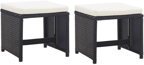 Garden Chairs with Cushions 2 pcs Polyrattan Black 46416 - Garden Stool - Main image