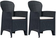 Záhradná stolička 2 ks + podušky antracitové plast ratanový vzhľad 45599 - Záhradná stolička