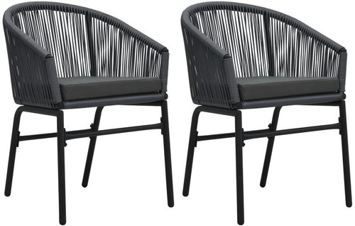 Garden chairs 2 pcs anthracite PVC rattan 48137 - Garden Chair - Main image
