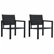 Garden chairs 2 pcs black HDPE wooden look 47877 - Garden Chair