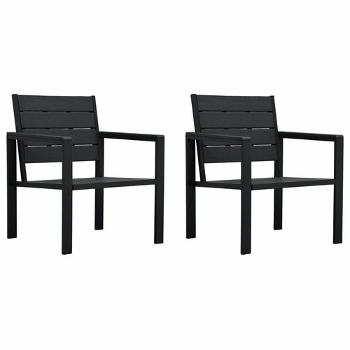 Garden chairs 2 pcs black HDPE wooden look 47877 - Garden Chair - Main image