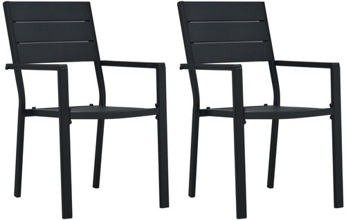 Garden chairs 2 pcs black HDPE wooden look 47885 - Garden Chair - Main image