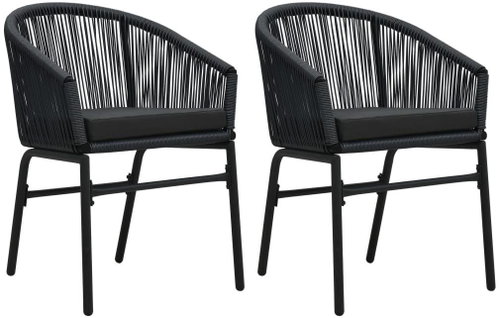 Garden Chairs 2 pcs Black PVC Rattan 48135 - Garden Chair - Main image