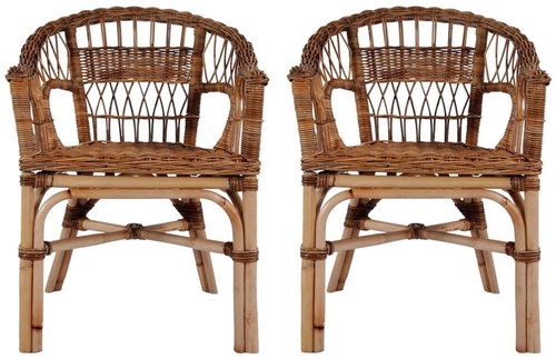 Garden Chairs 2 Pcs Natural Rattan Brown 275842 - Garden Chair - Main image