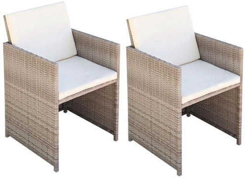 Garden chairs 2 pcs with cushions and pillows polyratan beige 42561 - Garden Chair - Main image
