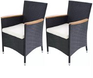 Garden chairs 2 pcs with polyrattan black cushions 42572 - Garden Chair