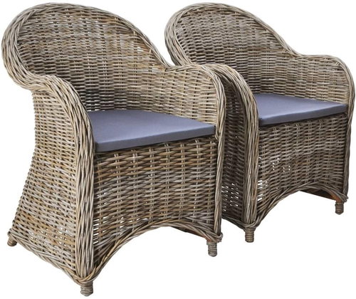 Garden Chairs 2 pcs with Natural Rattan Cushions 246810 - Garden Chair - Main image