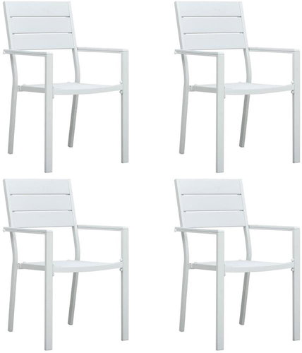Garden Chairs 4 pcs White HDPE Wooden Look 47884 - Garden Chair - Main image