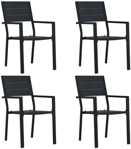 Garden Chairs 4 pcs Black HDPE Wooden Look 47886 - Garden Chair - Main image