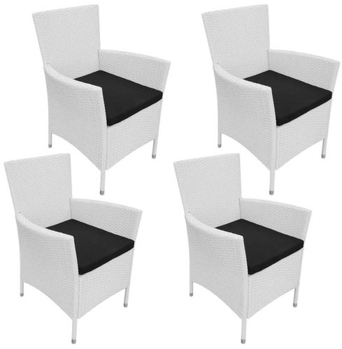 Garden Chairs 4 pcs with Cushions Polyrattan Creamy White 273726 - Garden Chair - Main image