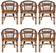 Garden chairs 6 pcs natural rattan brown 275844 - Garden Chair