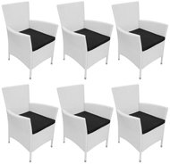 Garden chairs 6 pcs with cushions polyratan creamy white 274416 - Garden Chair