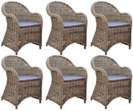 Garden Chairs 6 pcs with Natural Rattan Cushions 278737 - Garden Chair