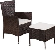 Záhradné kreslo Záhradné stoličky a stolička s poduškami polyratan hnedé 44090 - Zahradní křeslo