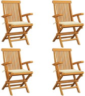 Garden Chair with Cream Cushions 4 pcs Solid Teak 3065619 - Garden Chair