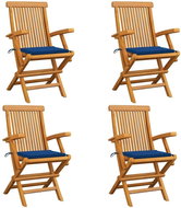 Garden Chairs with Blue Cushions 4 pcs Solid Teak 3065621 - Garden Chair