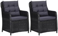 Garden Chairs with Cushions 2 pcs Polyrattan Black 46548 - Garden Chair