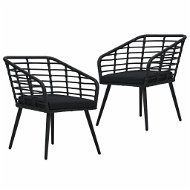 Garden chairs with cushions 2 pcs polyrattan black 48578 - Garden Chair