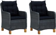 Garden Chairs with Cushions 2 pcs Polyrattan Dark Grey 313316 - Garden Chair