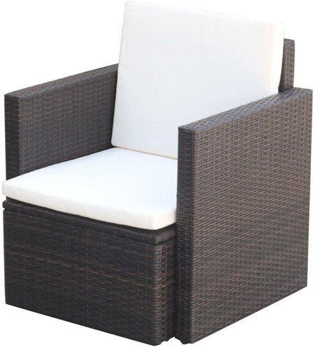 Garden Chair with Cushions and Pillows Polyrattan Brown 42668 - Garden Chair - Main image