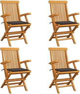 Garden Chairs With Grey-Brown Cushions 4 Pcs Solid Teak 3065625 - Garden Chair