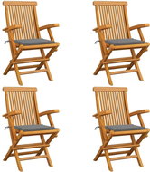 Garden Chairs with Grey Cushions 4 pcs Solid Teak 3065618 - Garden Chair