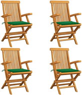 Garden Chairs with Green Cushions 4 pcs Solid Teak 3065622 - Garden Chair