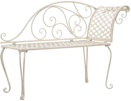 Garden Chaise Longue 128cm Metal Antique White 45431 - Garden Bench - Main image