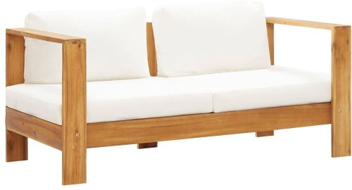 SHUMEE Pohovka zahradní 2místná vč. podušky, akácie, krémově bílá 140 cm 47273 - Zahradní pohovka - Main image
