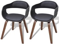 Jedálenské stoličky 2 ks čierne ohýbané drevo a umelá koža - Jedálenská stolička