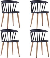 Dining chair 4 pcs black plastic steel - Dining Chair