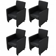 Dining chair 4 pcs black faux leather - Dining Chair