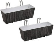 SHUMEE Balcony Hanging Rattan Boxes Set of 2, 50cm, Black - Flower Box