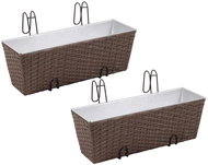 SHUMEE Balcony Hanging Rattan Boxes Set of 2, 50cm, Brown - Flower Box