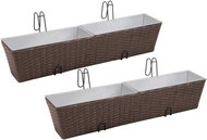 SHUMEE Set of Balcony Rectangular Boxes Rattan 80cm 2 pcs Brown - Flower Box