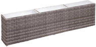 SHUMEE Garden raised flower bed 3 flowerpots 150x20x40 cm gray polyrattan - Raised Garden Bed