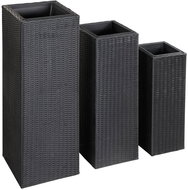SHUMEE Garden raised flower beds 3 pcs polyratan black - Raised Garden Bed