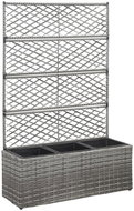 SHUMEE Elevated flower bed with trellises 3 flowerpots 83x30x130 cm gray polyrattan - Raised Garden Bed
