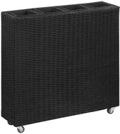 SHUMEE Garden raised flower bed 4 flowerpots 80x22x79 cm polyrattan black - Raised Garden Bed
